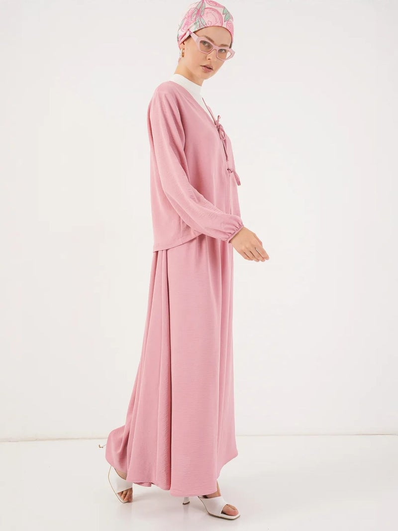 BIG DART BDART V-neck Tie Closure Blouse & Maxi Skirt Two-Piece Coord Set - Image 3